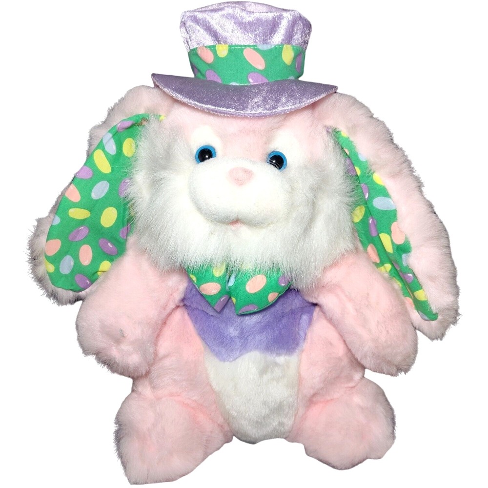 15" Plush Tb Trading Pink‎ Easter Bunny Jellybean Ears Purple Hat Soft Toy